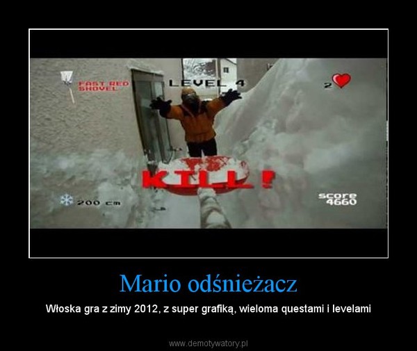 Mario odśnieżacz – Włoska gra z zimy 2012, z super grafiką, wieloma questami i levelami 