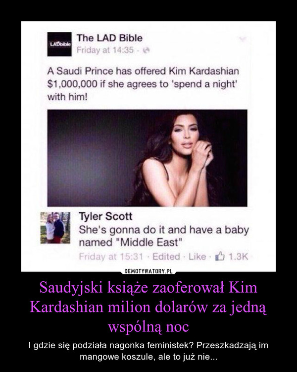 Saudyjski książe zaoferował Kim Kardashian milion dolarów za jedną wspólną noc