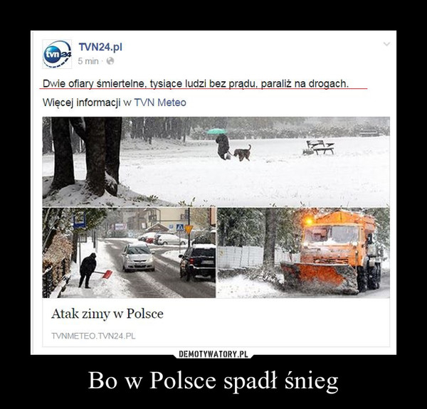 Bo w Polsce spadł śnieg