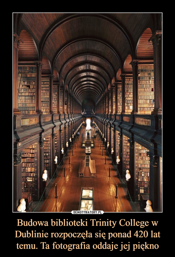 Budowa biblioteki Trinity College w Dublinie rozpoczęła się ponad 420 lat temu. Ta fotografia oddaje jej piękno