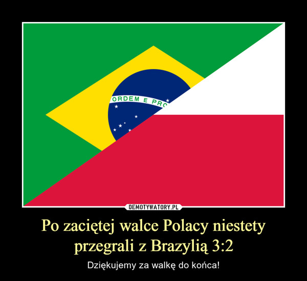 Po zaciętej walce Polacy niestety
przegrali z Brazylią 3:2