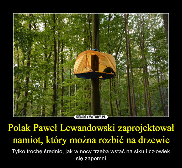 Polak Paweł Lewandowski zaprojektował namiot, który można rozbić na drzewie