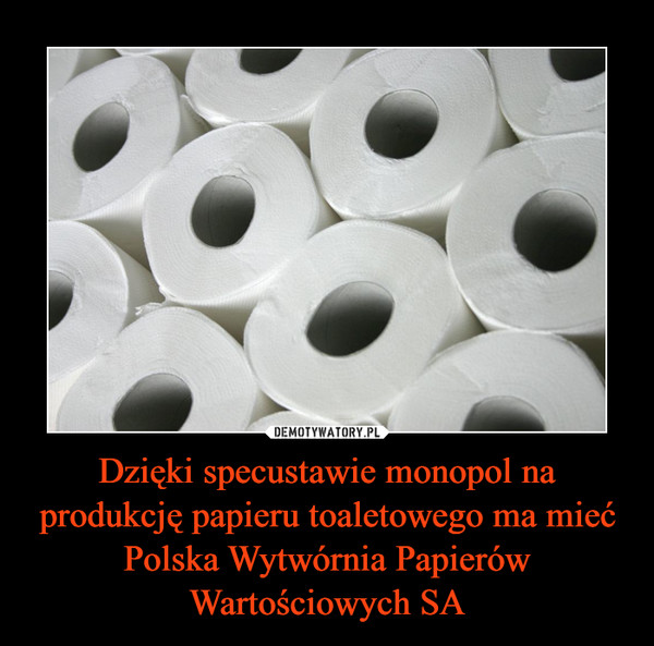Dzięki specustawie monopol na produkcję papieru toaletowego ma mieć Polska Wytwórnia Papierów Wartościowych SA