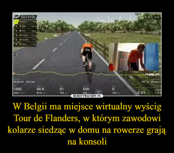 W Belgii ma miejsce wirtualny wyścig Tour de Flanders, w którym zawodowi kolarze siedząc w domu na rowerze grają na konsoli