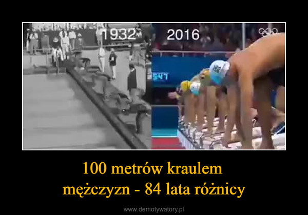 100 metrów kraulem mężczyzn - 84 lata różnicy –  