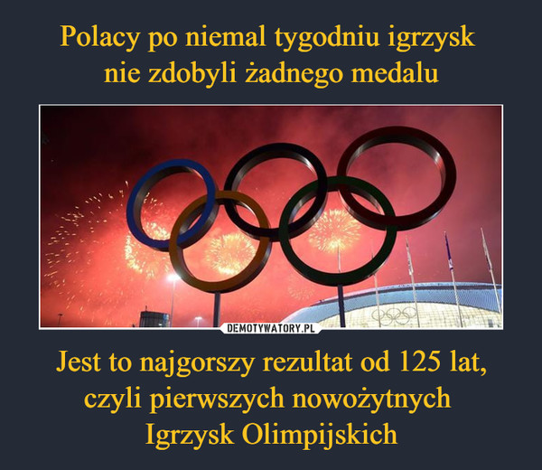 Polacy po niemal tygodniu igrzysk 
nie zdobyli żadnego medalu Jest to najgorszy rezultat od 125 lat, czyli pierwszych nowożytnych 
Igrzysk Olimpijskich