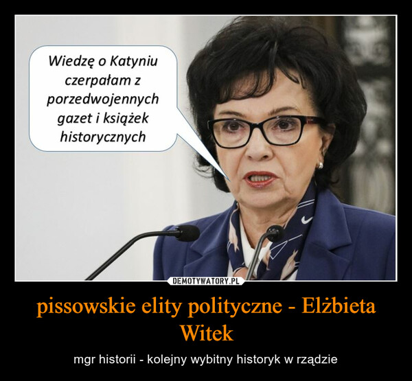 pissowskie elity polityczne - Elżbieta Witek – mgr historii - kolejny wybitny historyk w rządzie 