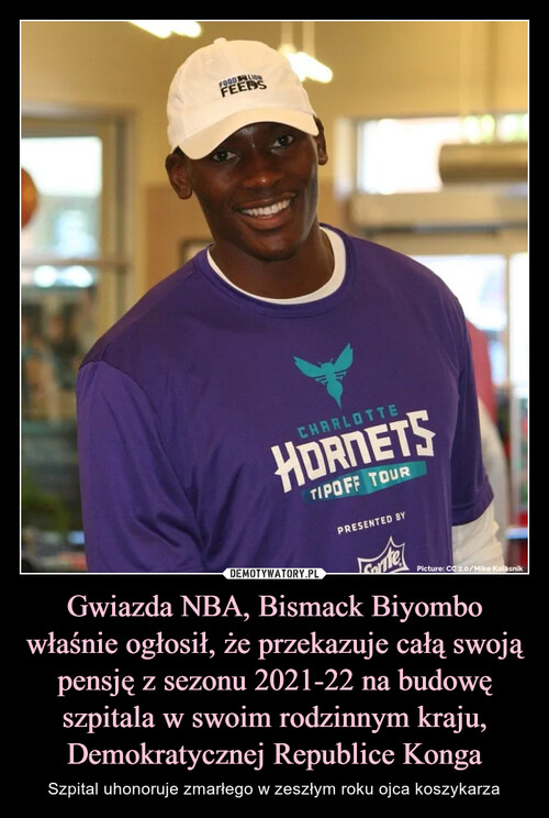 Gwiazda NBA, Bismack Biyombo właśnie ogłosił, że przekazuje całą swoją pensję z sezonu 2021-22 na budowę szpitala w swoim rodzinnym kraju, Demokratycznej Republice Konga