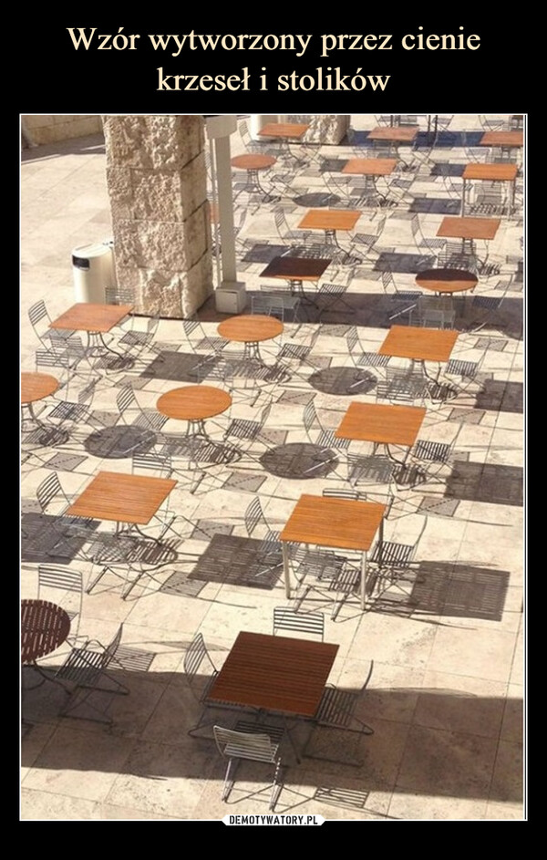Wzór wytworzony przez cienie krzeseł i stolików
