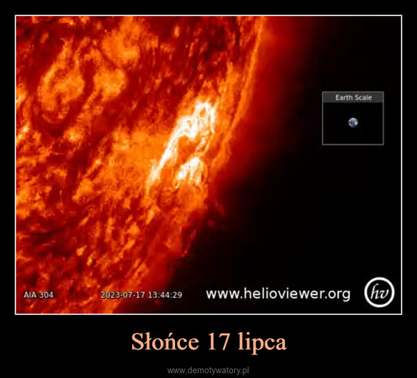 Słońce 17 lipca –  AIA 3042023-07-17 13:44:29Earth Scalewww.helioviewer.org (hv)